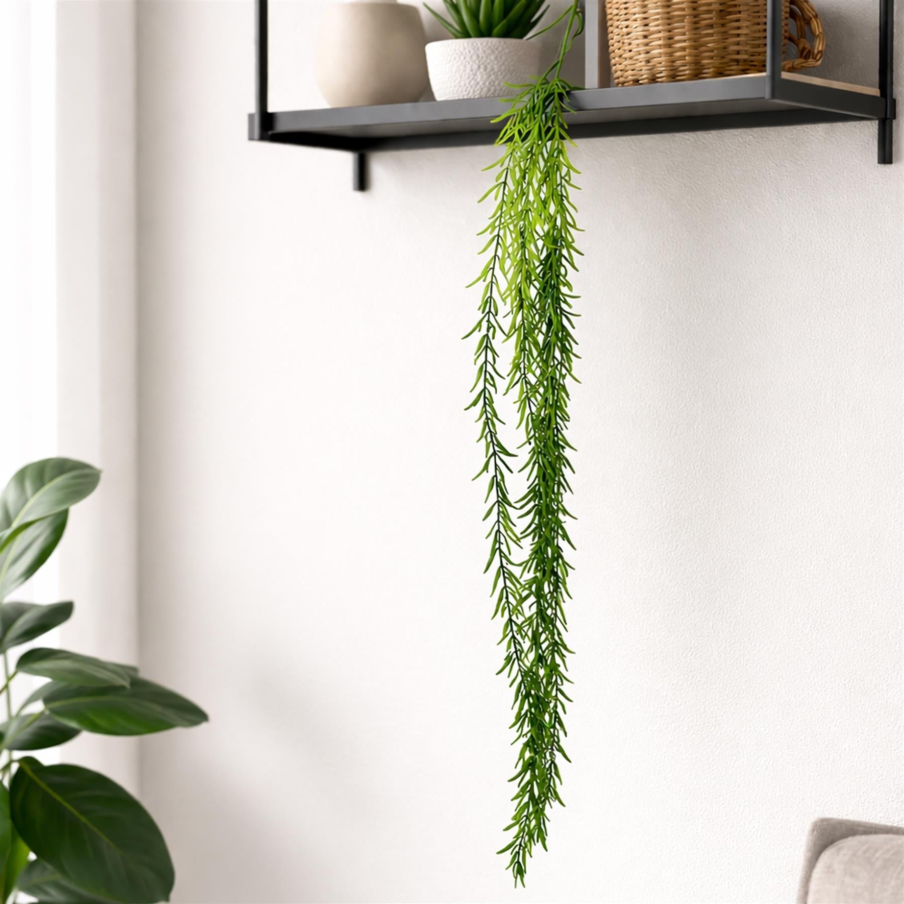 100cm Artificial Trailing Rhipsalis Hanging Plant Dark Green Tips