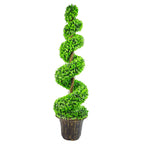 120cm Artificial Purple Large Leaf Spiral with Decorative Planter