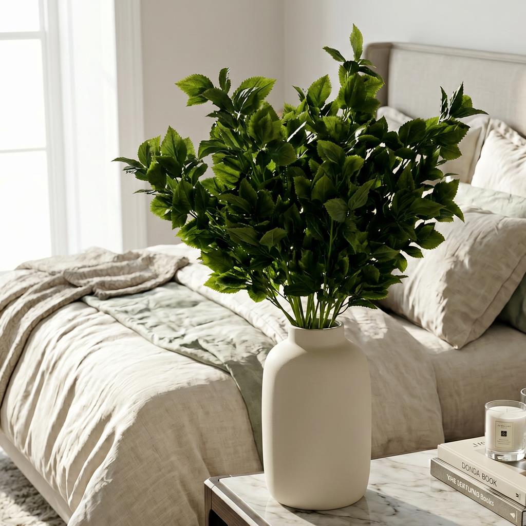75cm Artificial Green Leaf Foliage Bush Stem
