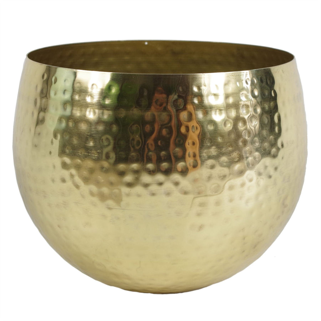 Leaf Large Planter 22 x 18cm Hammered Brass Gold Colour Straight Edge