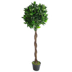 120cm Twist Natural Trunk Artificial Topiary Bay Laurel Ball Tree
