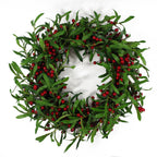 Artificial 60cm Christmas Mistletoe Leaf Red Berry Floristry Wreath