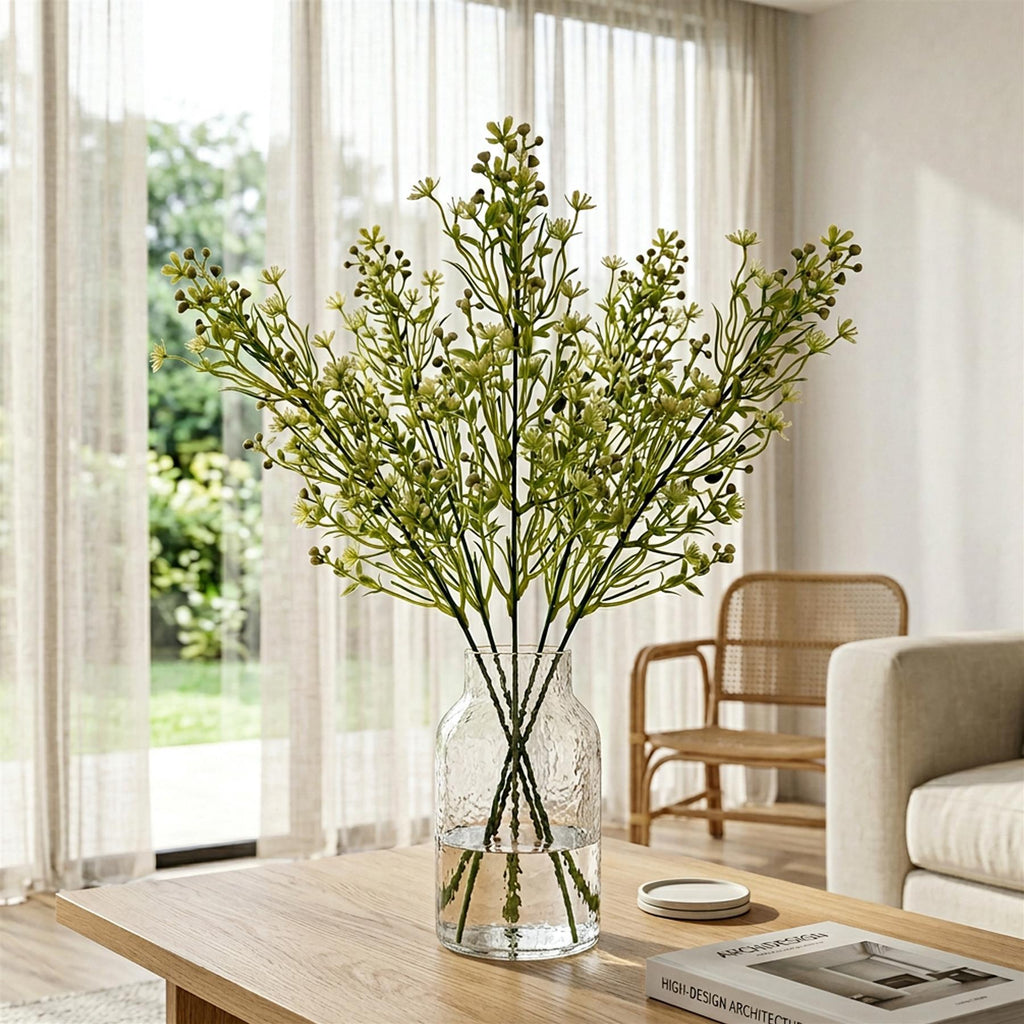 48cm Artificial Wild Berry Blossom Spray Stem Faux Green Floral Filler