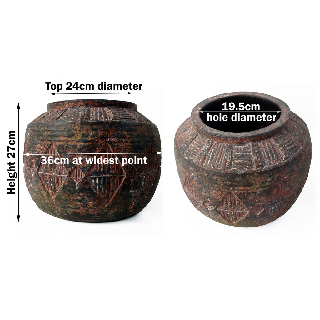 27cm x 36cm Aztec Diamond Large Planter BrownBrown