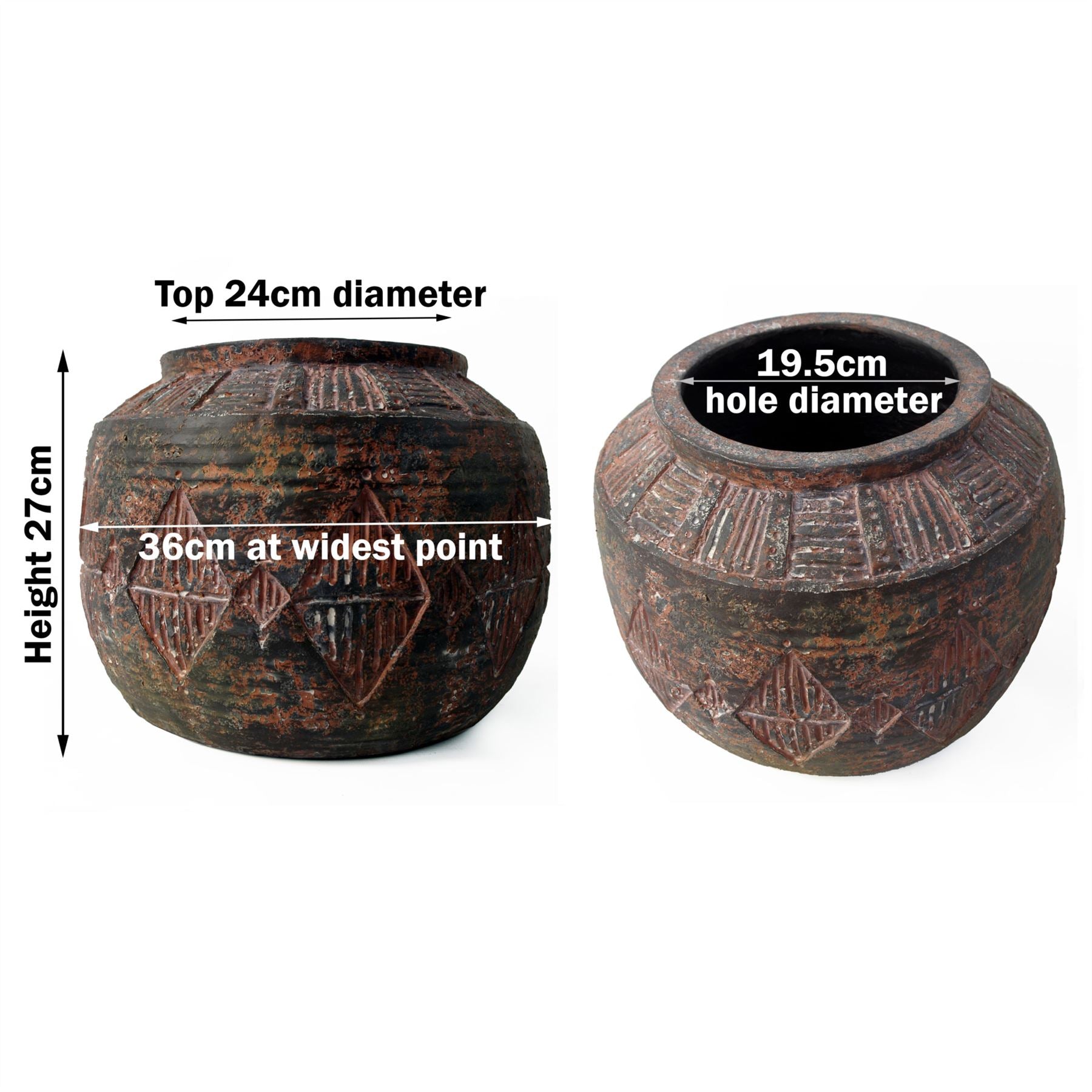 27cm x 36cm Aztec Diamond Large Planter BrownBrown