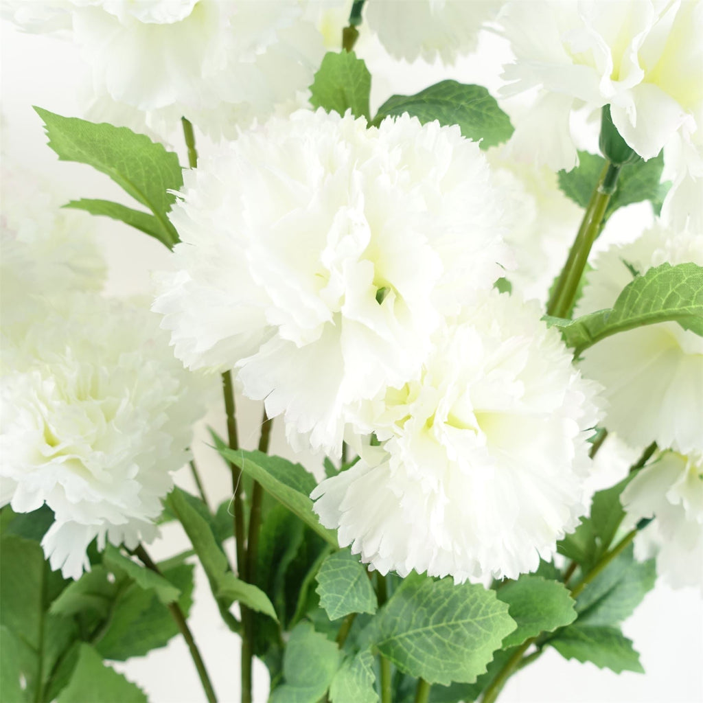 70cm White Artificial Carnation Stem 4 Flowers