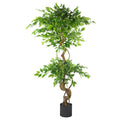 150cm Twisted Trunk Artificial Fruticosa Ficus Tree Black Planter
