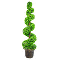 120cm Artificial Green Large Leaf Spiral with Decorative Planter
