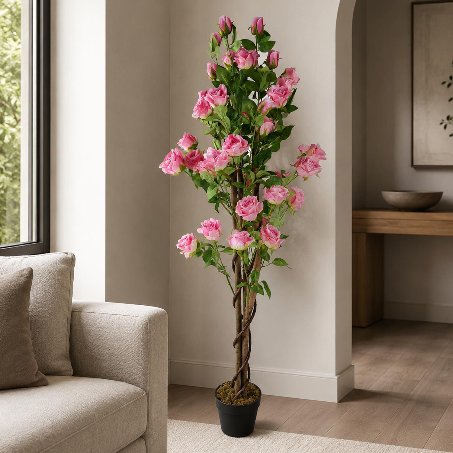 150cm Artificial Pink Rose Tree