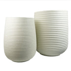 46cm x 40cm Mikos Extra Large Ridged Composite Planter Stone Colour