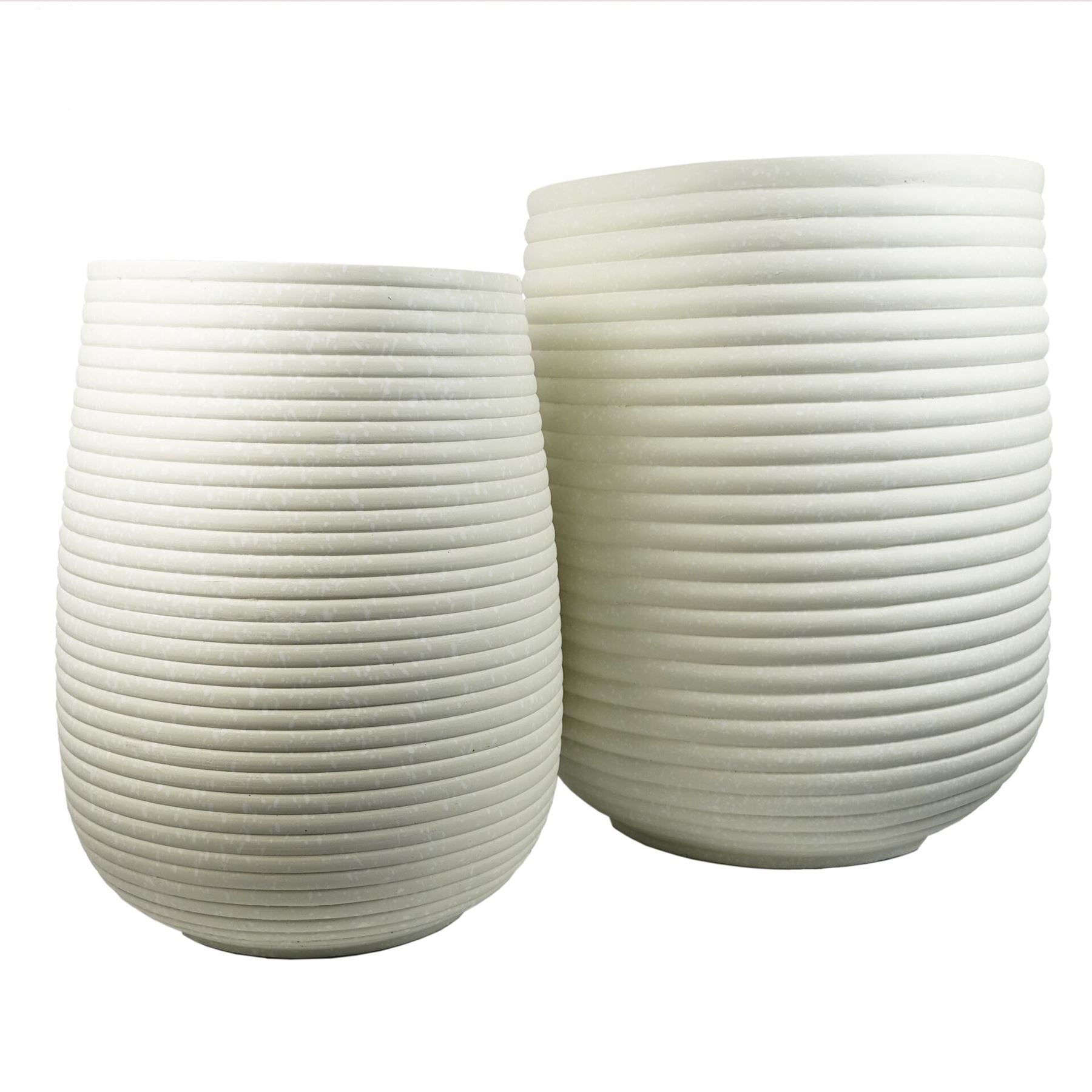 46cm x 40cm Mikos Extra Large Ridged Composite Planter Stone Colour