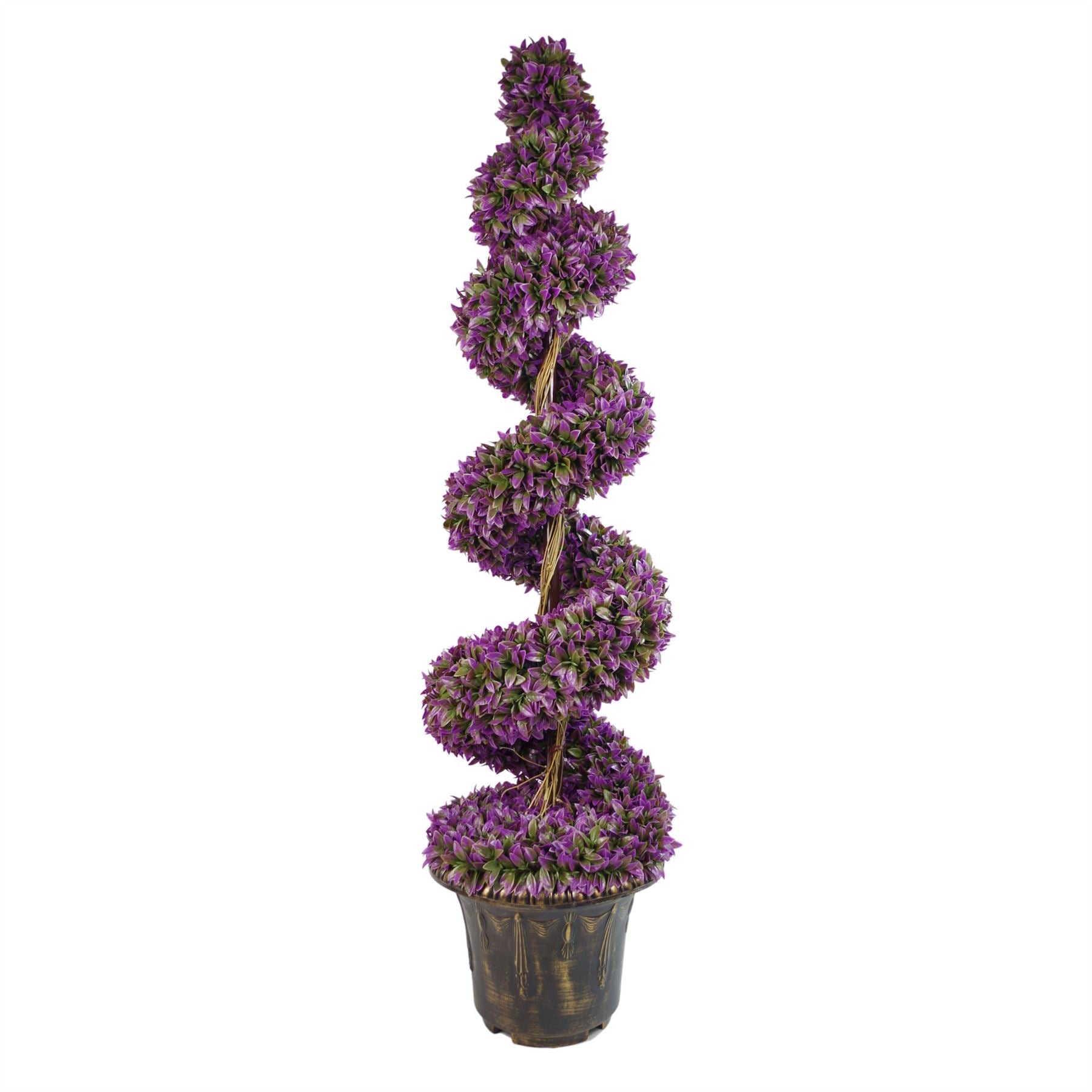 120cm Artificial Purple Large Leaf Spiral with Decorative Planter