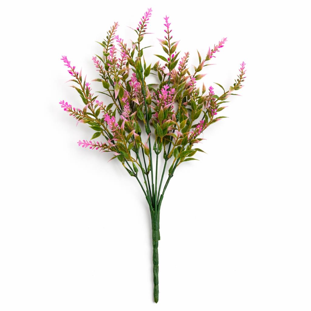 34cm Artificial Pink Heather Stem Plant
