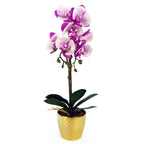 50cm Phalaenopsis Orchid Artificial Purple White Gold Pot
