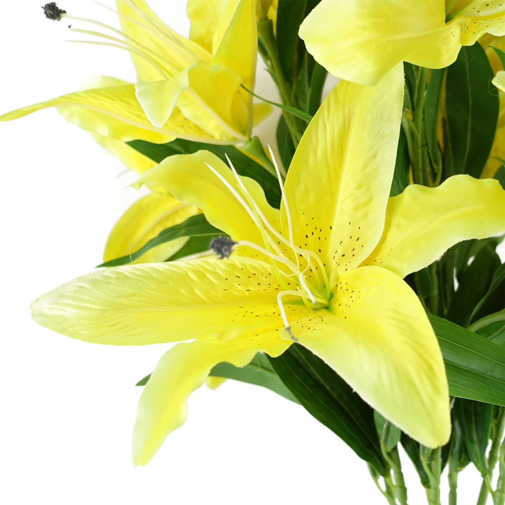 100cm Artificial Large Yellow Lily Stem 3 Flowers