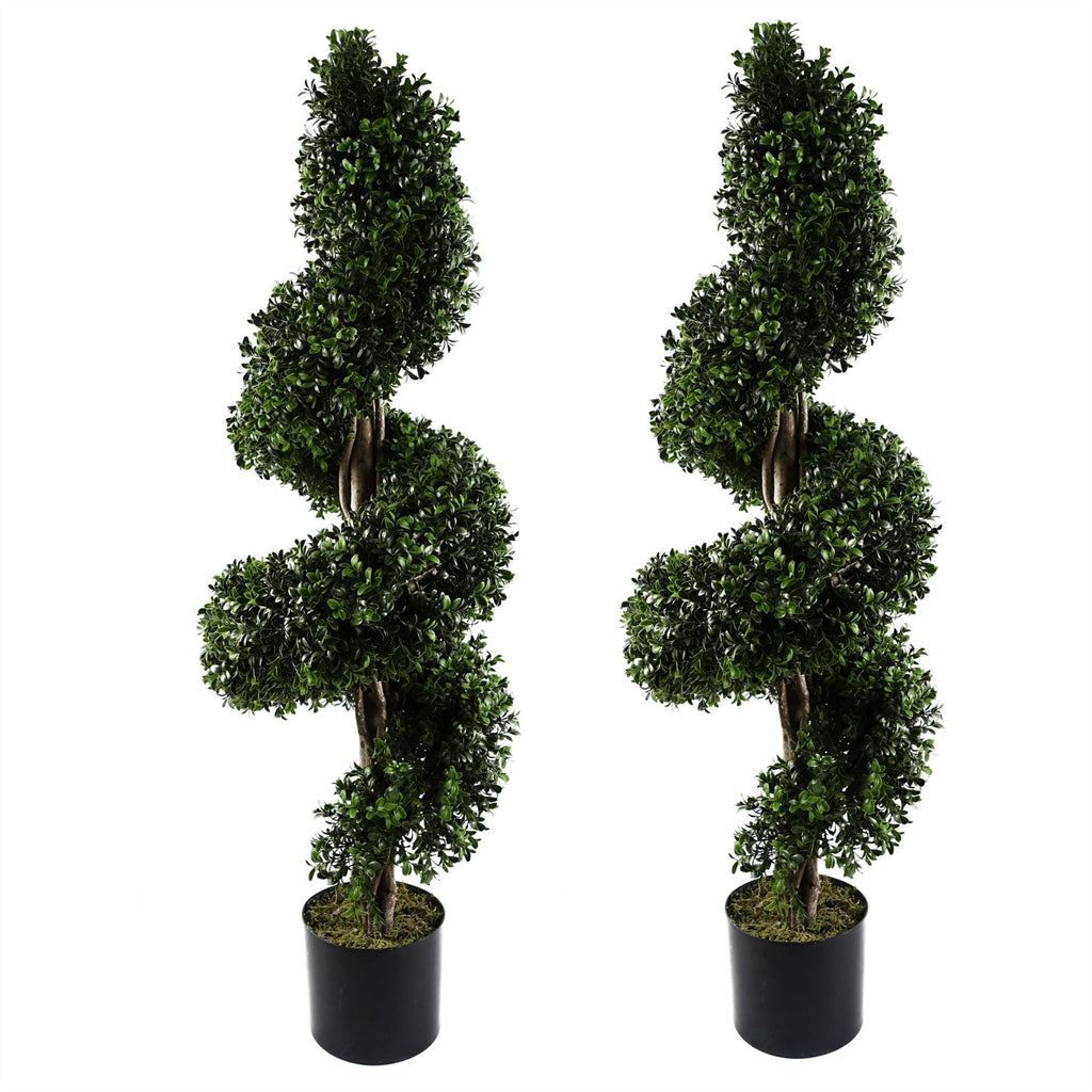 120cm Pair of Spiral Artificial Tree UV Resistant Outdoor Topiary