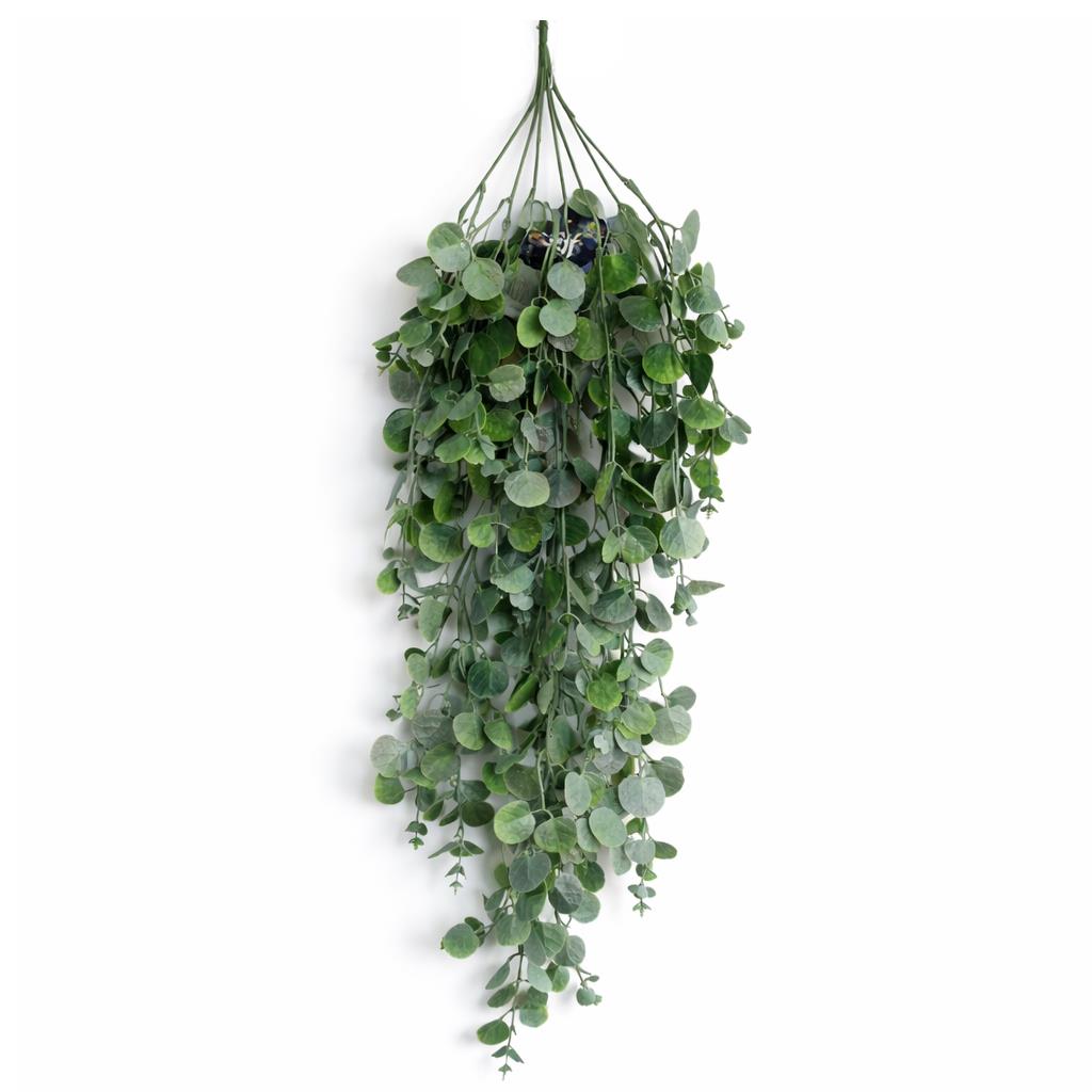 75cm Artificial Round Leaf Hanging Foliage Plant Soft Eucalyptus Green