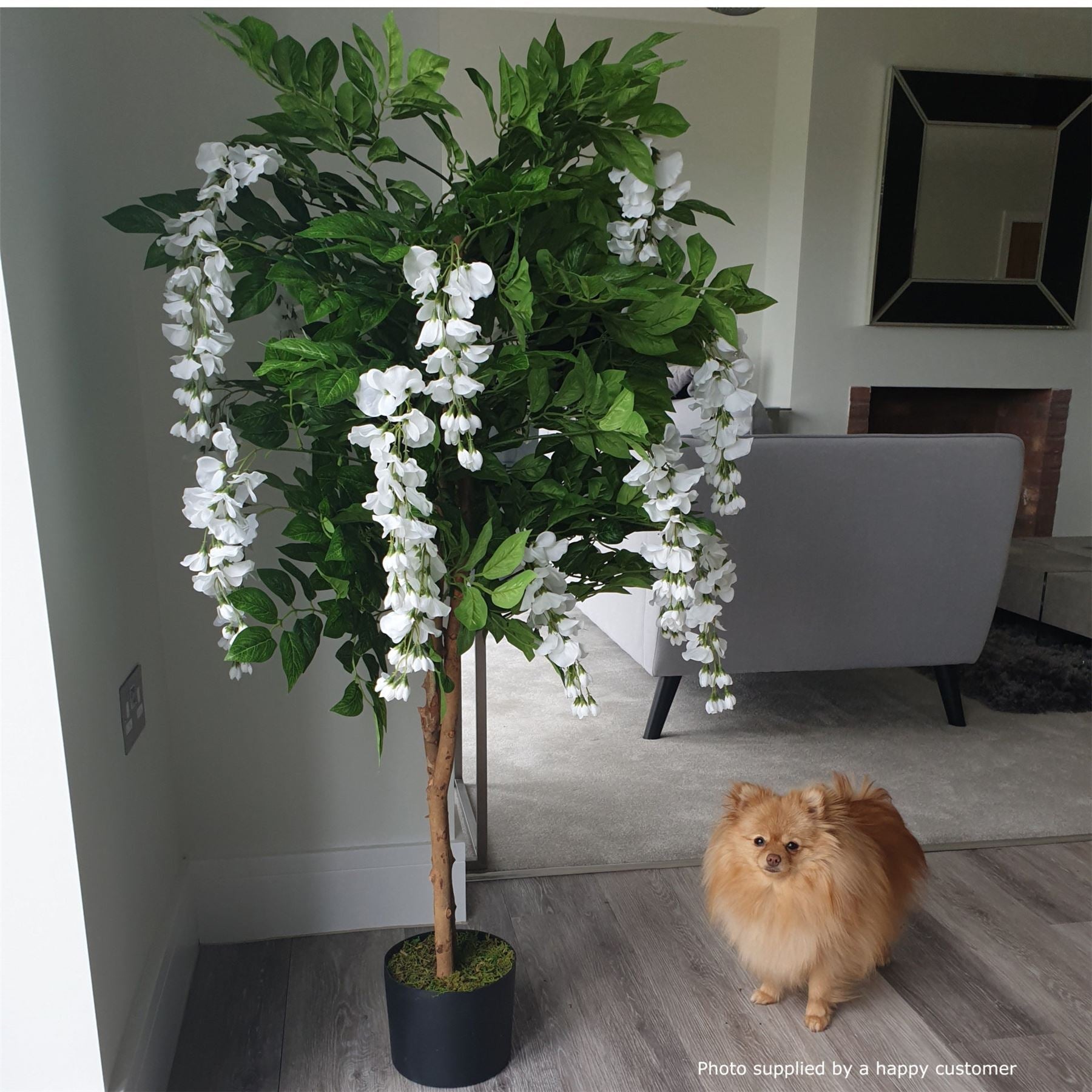 Artificial 130cm Luxury Wisteria Tree White Flowers Premium Range