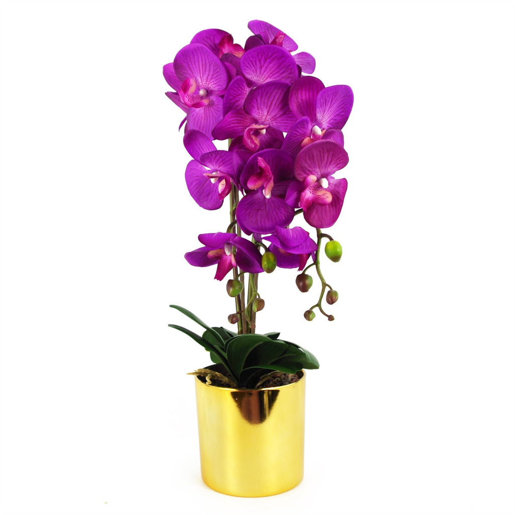 52cm Artificial Orchid Large Purple Gold