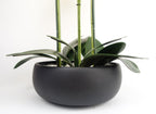 Artificial 60cm Orchid Yellow Black Ceramic Planter
