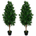 Pair of 120cm Artificial Topiary Bay Trees Pyramid Cones Extra Large
