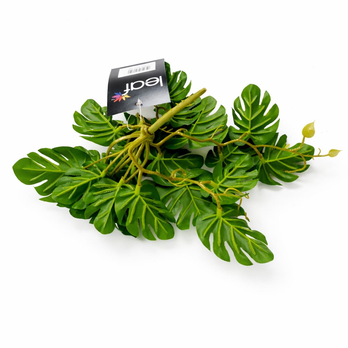 25cm Artificial Realistic Monstera Stem Plant Dark Green
