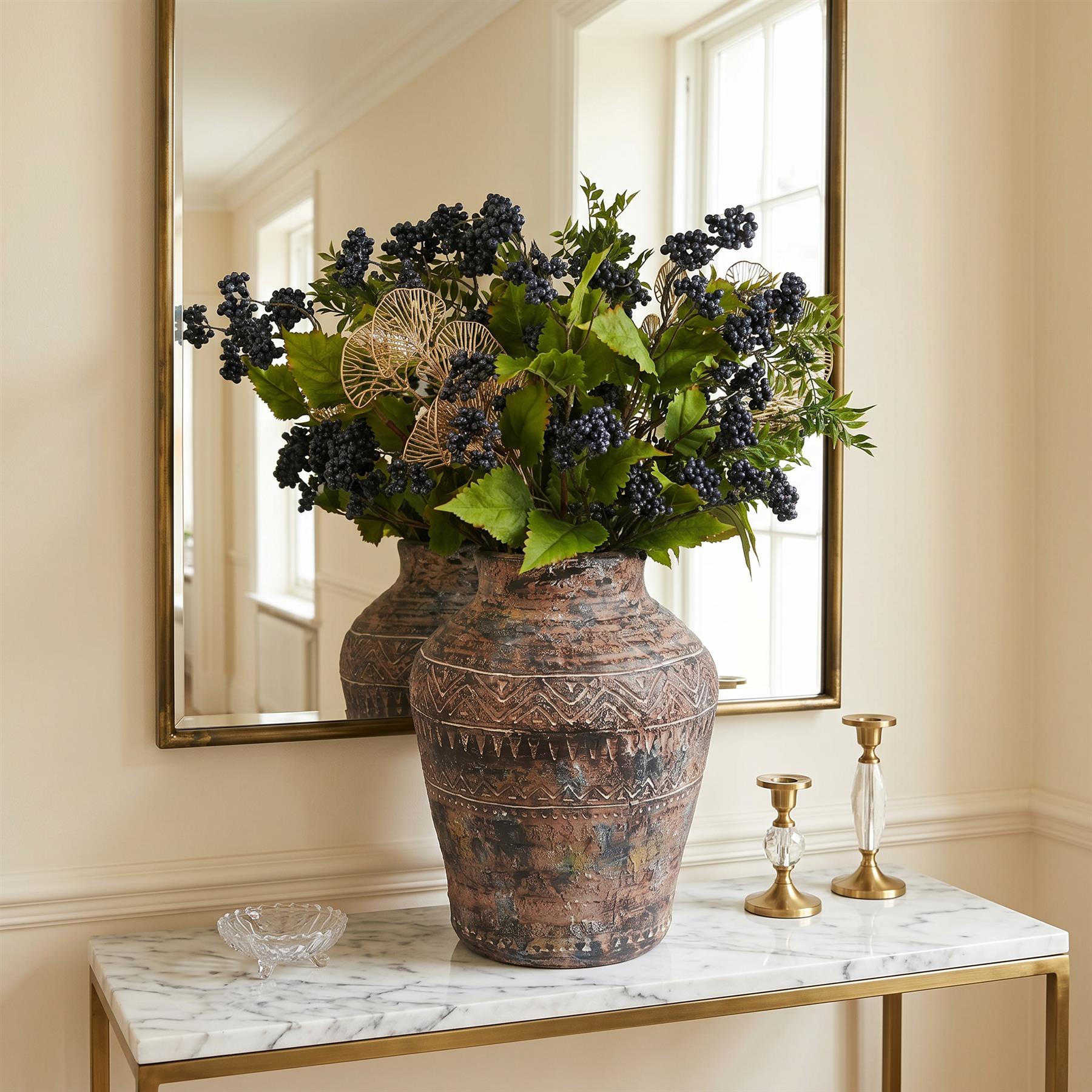 40cm x 32cm Aztec Large Composite Textured Vase Composite Plant Pot