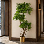 140cm Artificial Japanese Fruticosa Tree Ficus Tree Gold Metal Planter