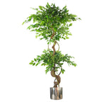 150cm Twisted Trunk Artificial Fruticosa Ficus Tree Silver Planter