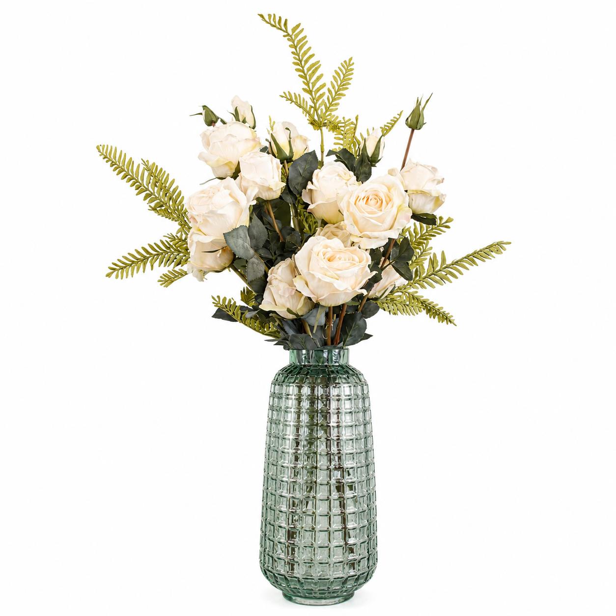 60cm Artificial Rose Display Glass Vase