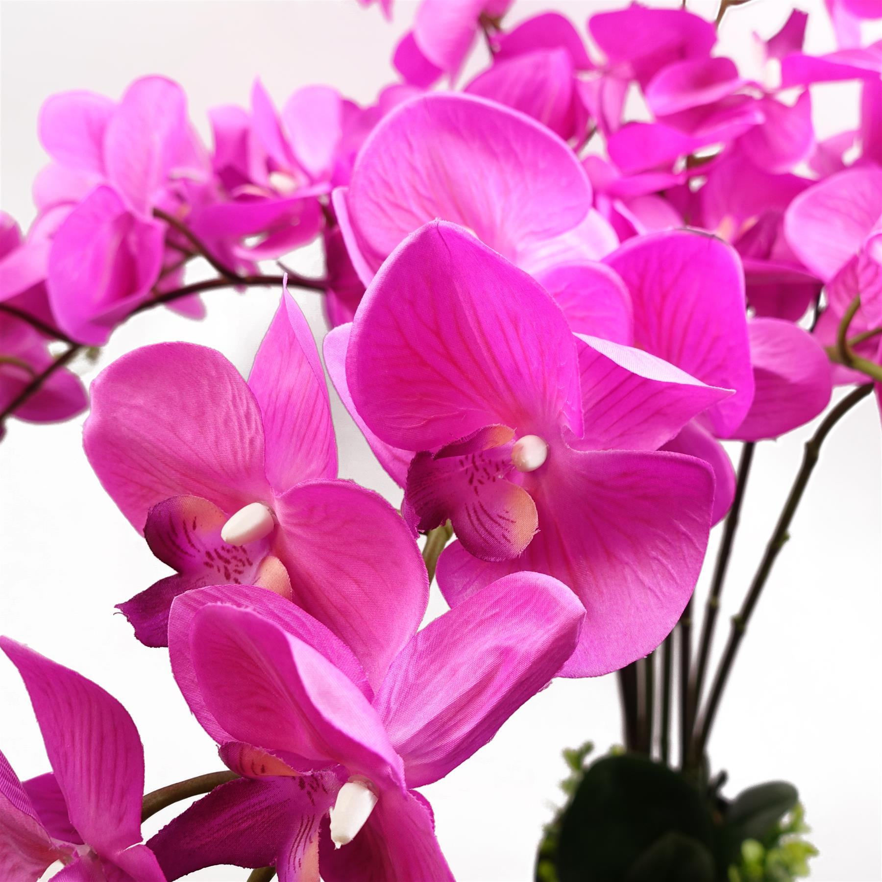 85cm Artificial Deluxe Bush Orchid Dark Pink with Black Pot