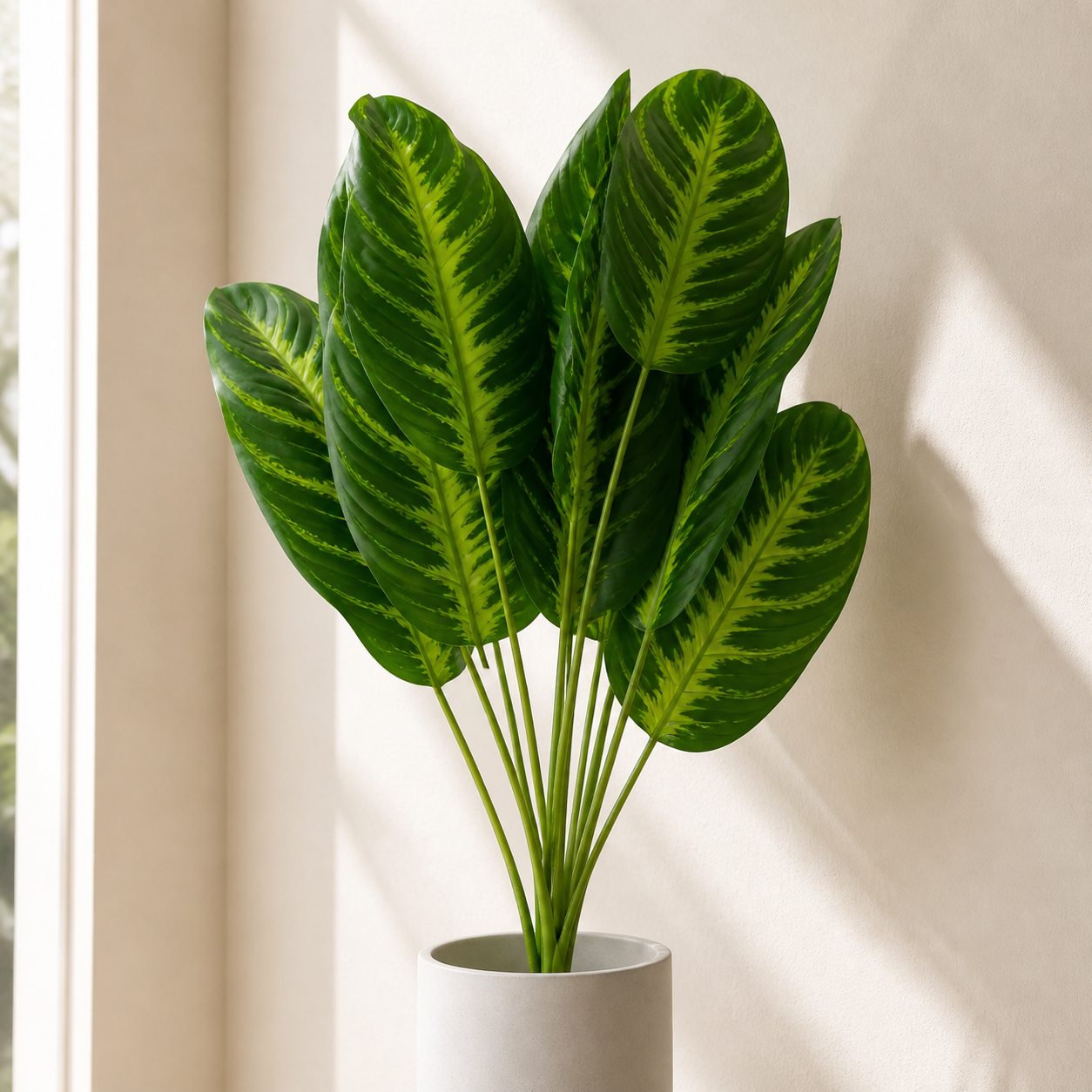 65cm Artificial Dieffenbachia Stem Plant Faux Green Foliage