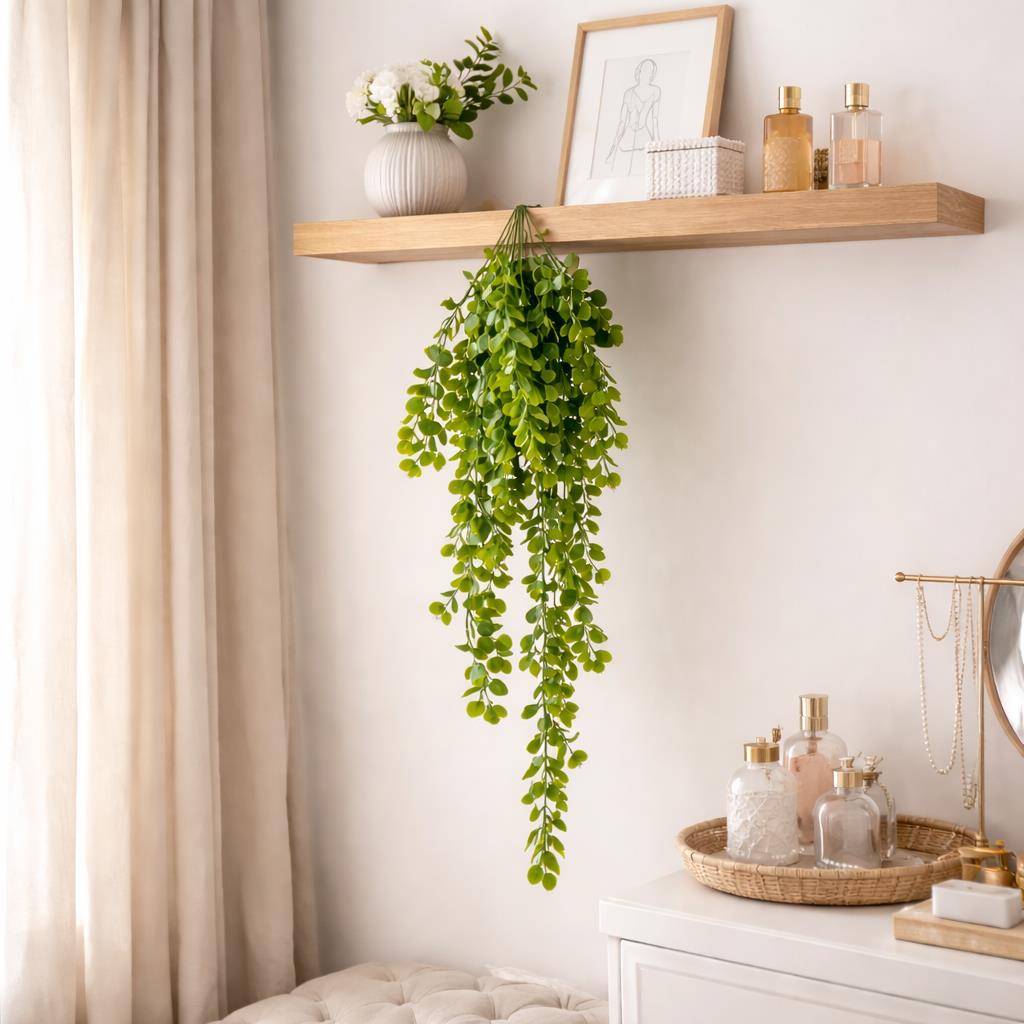 75cm Artificial Trailing Round Leaf Foliage Plant Classic Gloss Green