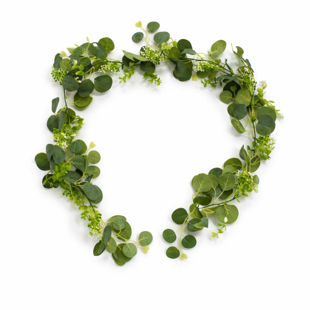 160cm Artificial Eucalyptus Garland with Mixed Foliage