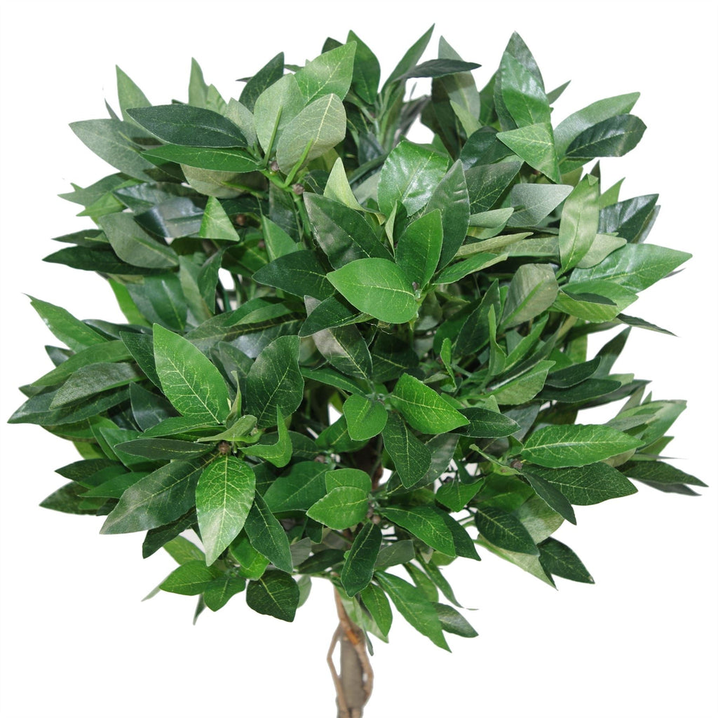 Pair of 90cm Twisted Stem Artificial Topiary Bay Laurel Ball Trees