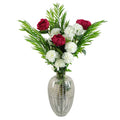 85cm Artificial White Carnation Pink Peony and Fern in Glass Vase