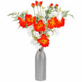 100cm Artificial Poppy and White Blossom Arrangement Glass Vase