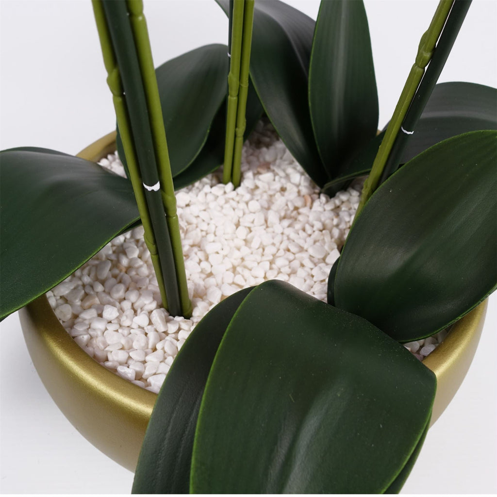 Artificial 60cm Orchid White Gold Ceramic Planter