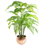 Leaf Large Planter 22 x 17cm Hammered Gold Colour Curvy Edge