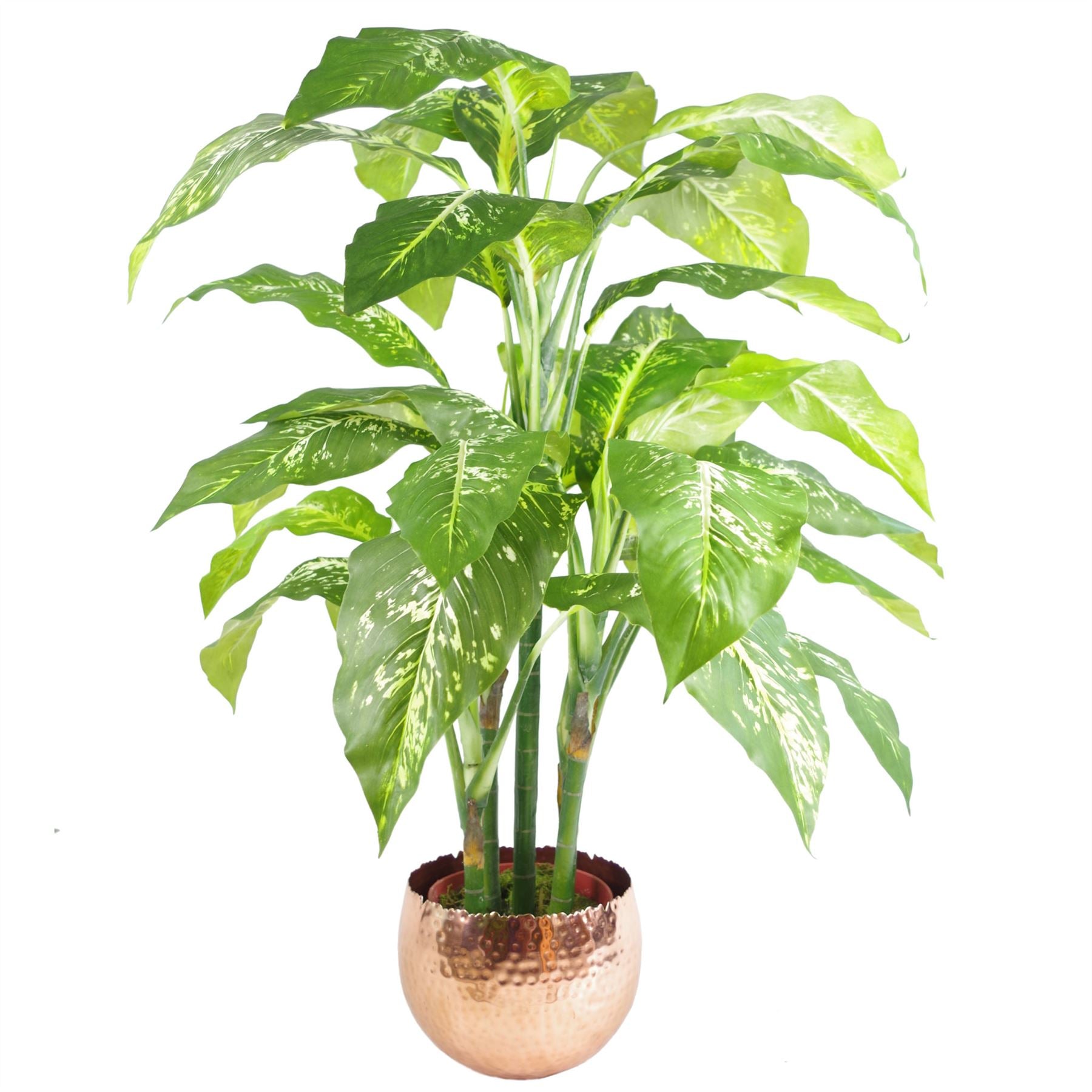 Leaf Large Planter 22 x 17cm Hammered Gold Colour Curvy Edge