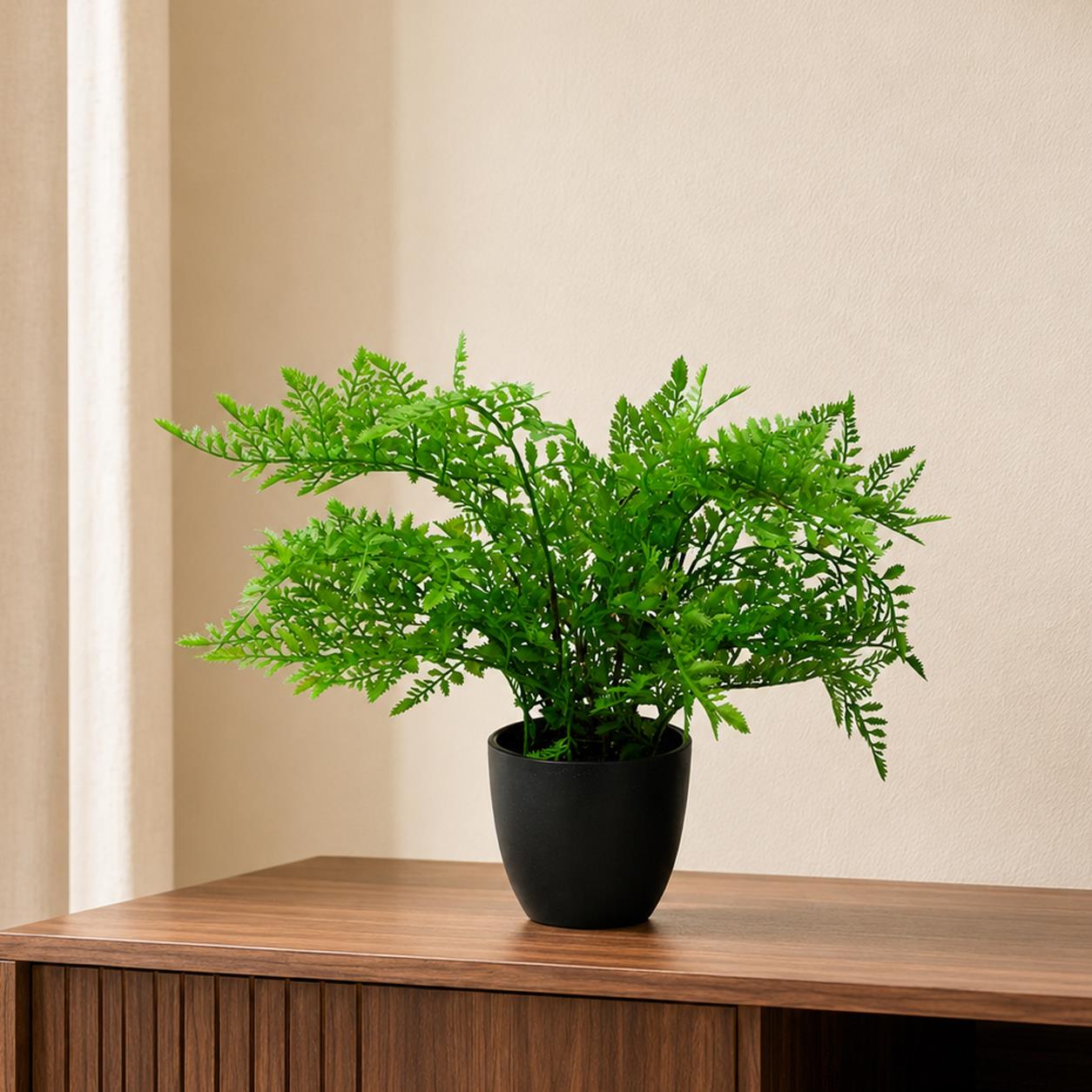 30cm Artificial Potted Southern Wood Fern Black Pot