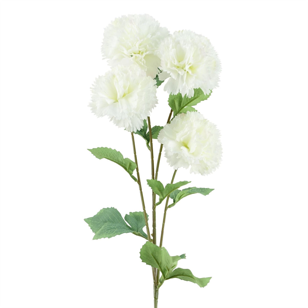 70cm White Artificial Carnation Stem 4 Flowers