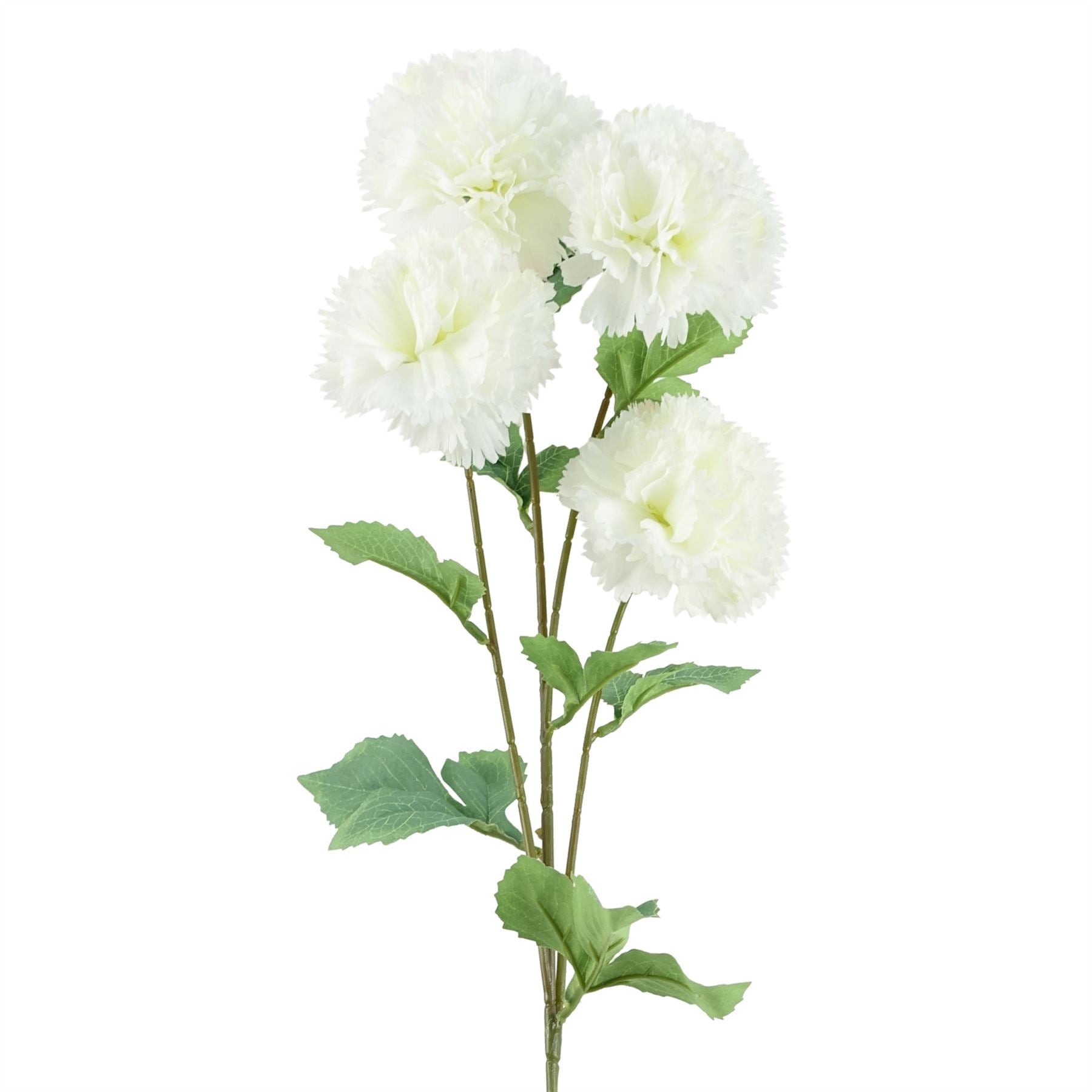 70cm White Artificial Carnation Stem 4 Flowers