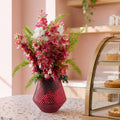 70cm Dark Pink Artificial Delphinium Flower Arrangement Pink Vase
