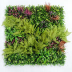 100cm Artificial Fern Mixed Foliage Green Wall Panel Burgundy Grass