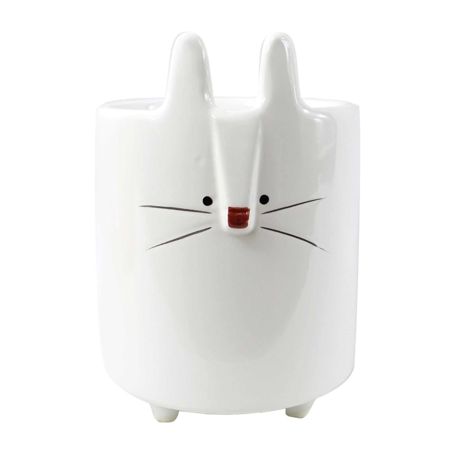 15cm Ceramic White Rabbit Mini Plant Pot
