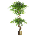 150cm Twisted Trunk Artificial Fruticosa Ficus Tree Gold Planter
