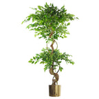 150cm Twisted Trunk Artificial Fruticosa Ficus Tree Gold Planter