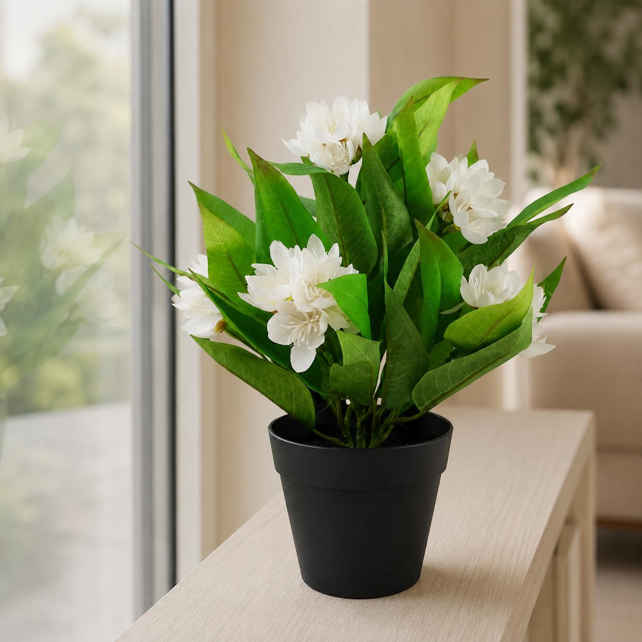 18cm Artificial Freesia Plant White Flowering