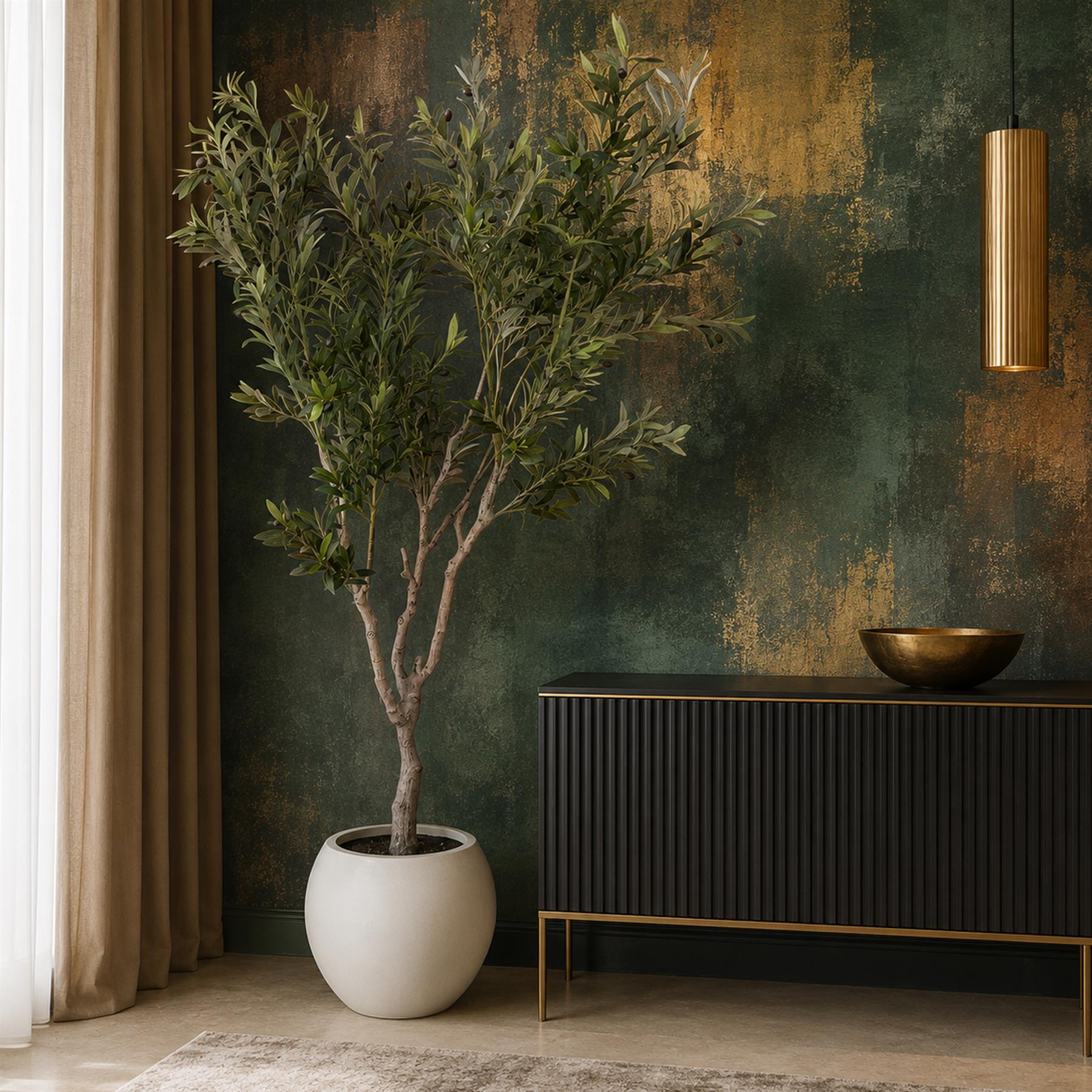 200cm XXL Artificial Olive Tree with Decorative Planter